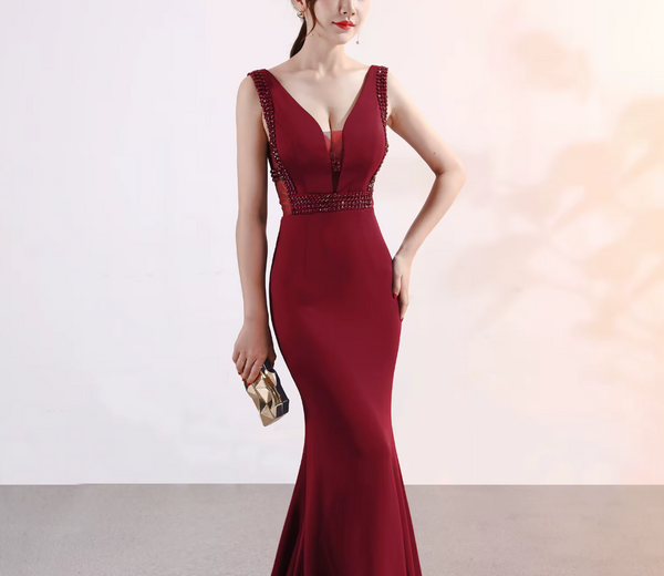 Vestido de Fiesta Talla S-M — Burdeo — Entrega Inmediata