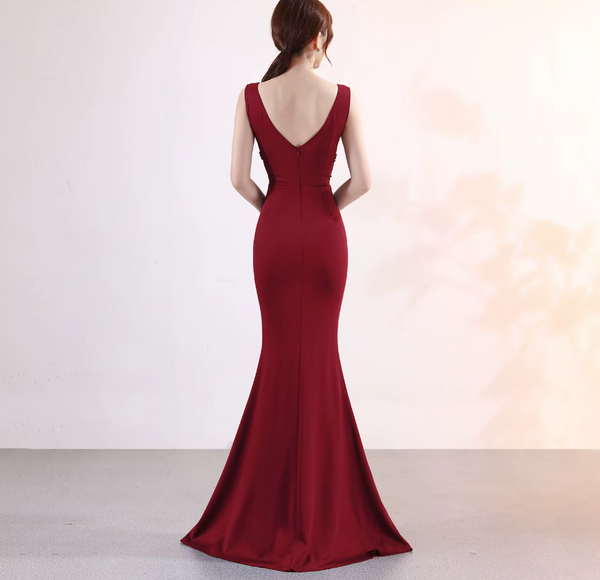 Vestido de Fiesta Talla S-M — Burdeo — Entrega Inmediata