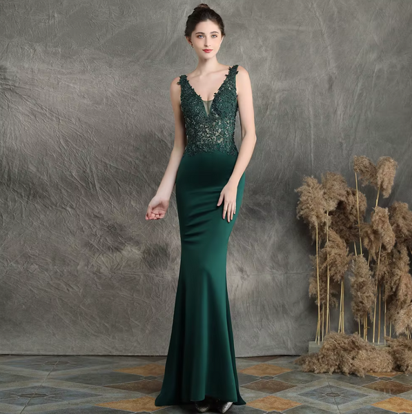 Vestido de Fiesta Talla M — Verde — Entrega Inmediata
