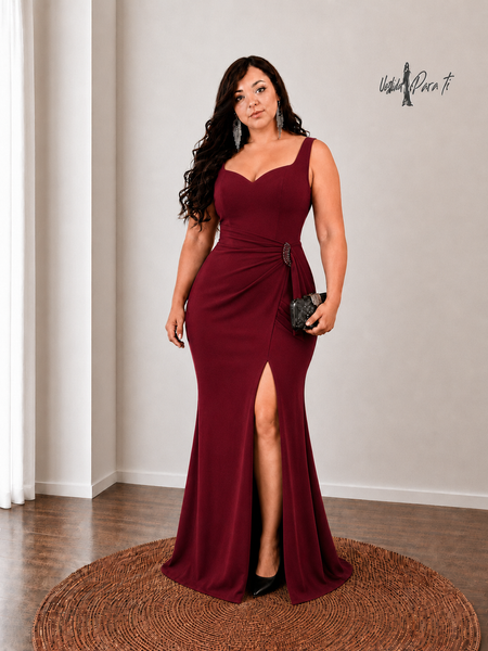 Vestido Largo de Fiesta Talla XL — Burdeo — Entrega Inmediata