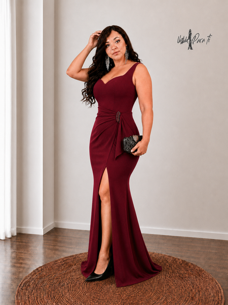 Vestido Largo de Fiesta Talla XL — Burdeo — Entrega Inmediata