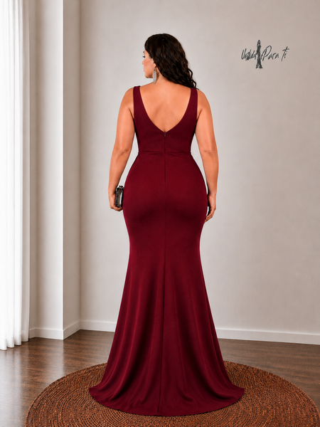 Vestido Largo de Fiesta Talla XL — Burdeo — Entrega Inmediata