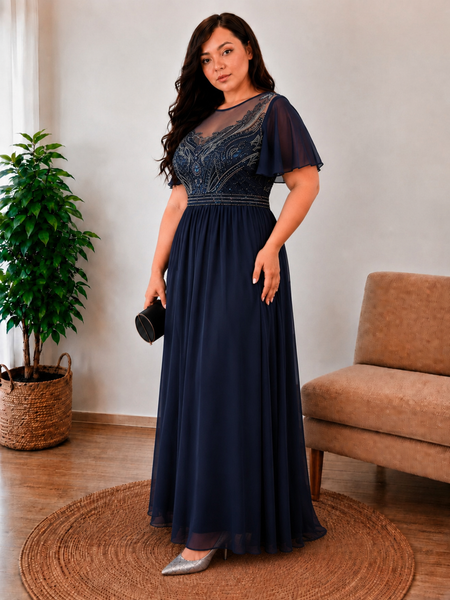 Vestido de Fiesta Talla XL — Azul Marino — Entrega Inmediata