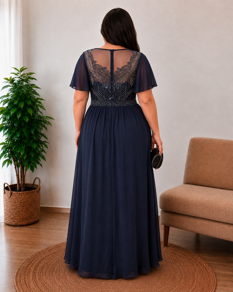Vestido de Fiesta Talla XL — Azul Marino — Entrega Inmediata