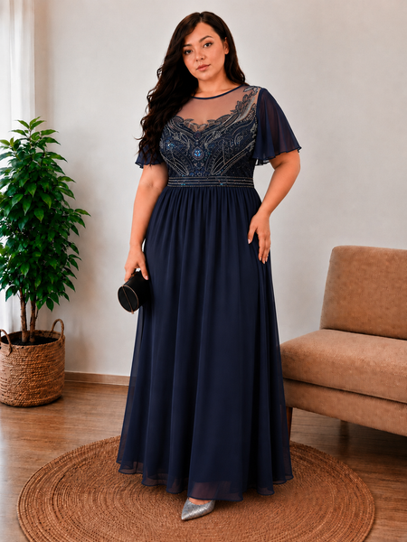 Vestido de Fiesta Talla XL — Azul Marino — Entrega Inmediata