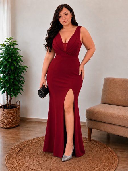 Vestido Largo de Fiesta Talla XXL — Burdeo— Entrega Inmediata