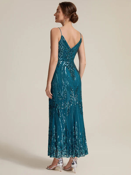 Vestido de Fiesta Talla L —  Azul verdoso — Entrega Inmediata
