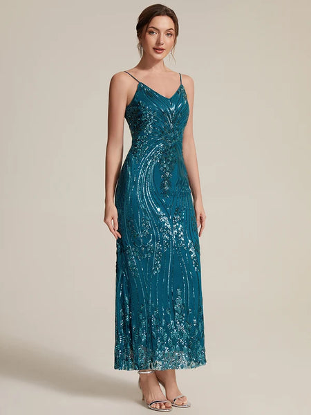 Vestido de Fiesta Talla L —  Azul verdoso — Entrega Inmediata