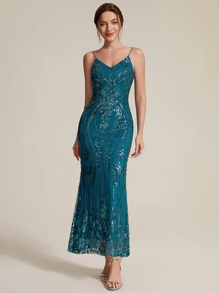 Vestido de Fiesta Talla L —  Azul verdoso — Entrega Inmediata