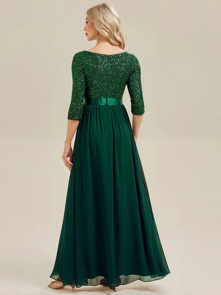 Vestido de Fiesta Talla L  — Verde Oscuro  — Entrega Inmediata