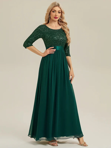 Vestido de Fiesta Talla L  — Verde Oscuro  — Entrega Inmediata