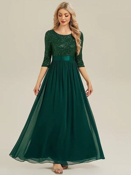Vestido de Fiesta Talla L  — Verde Oscuro  — Entrega Inmediata