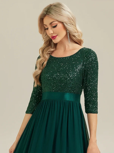 Vestido de Fiesta Talla L  — Verde Oscuro  — Entrega Inmediata