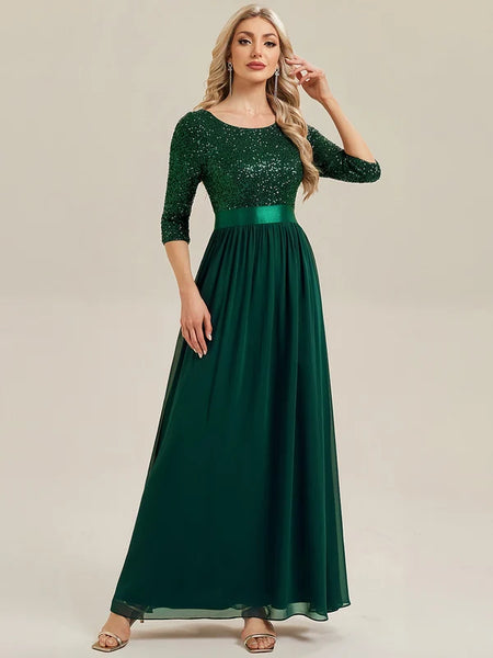 Vestido de Fiesta Talla L  — Verde Oscuro  — Entrega Inmediata