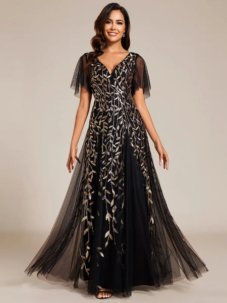 Vestido de Fiesta Talla M — Negro y Dorado — Entrega Inmediata