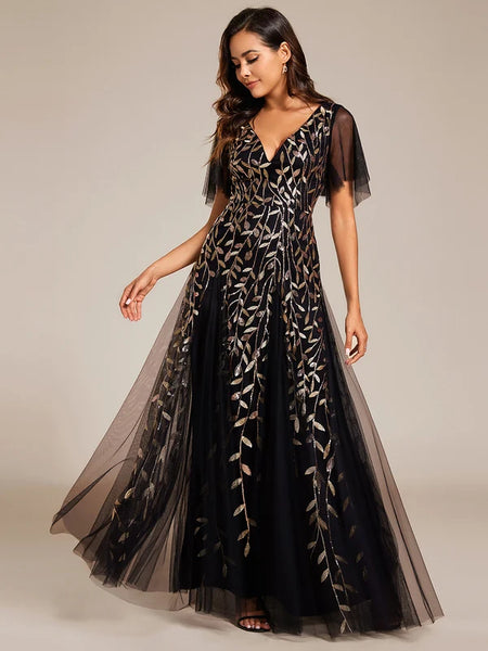 Vestido de Fiesta Talla M — Negro y Dorado — Entrega Inmediata