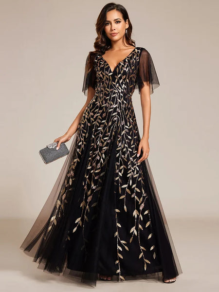 Vestido de Fiesta Talla M — Negro y Dorado — Entrega Inmediata