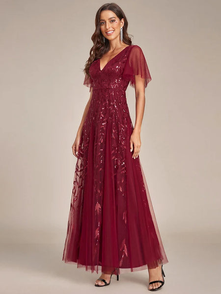 Vestido de Fiesta Talla L — Borgoña — Entrega Inmediata