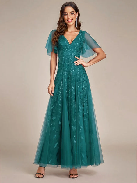 Vestido de Fiesta Talla XL — Verde Azulado — Entrega Inmediata
