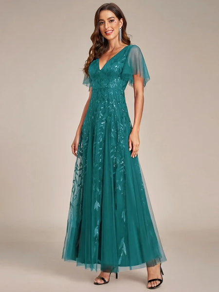 Vestido de Fiesta Talla XL — Verde Azulado — Entrega Inmediata