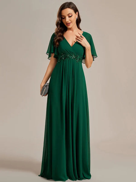 Vestido de Fiesta Talla L — Verde Oscuro— Entrega Inmediata