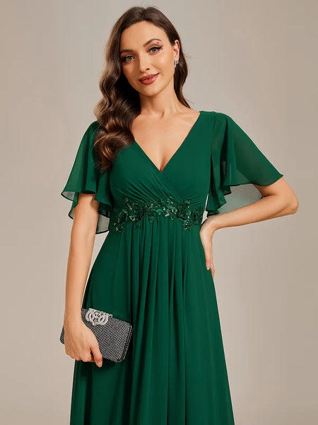 Vestido de Fiesta Talla L — Verde Oscuro— Entrega Inmediata