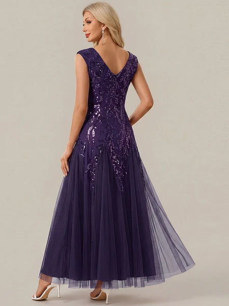 Vestido de Fiesta Talla L — Morado Oscuro — Entrega Inmediata