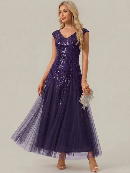 Vestido de Fiesta Talla L — Morado Oscuro — Entrega Inmediata