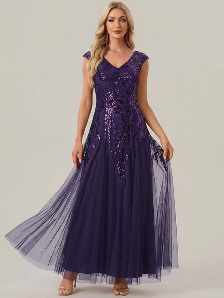 Vestido de Fiesta Talla L — Morado Oscuro — Entrega Inmediata