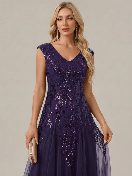 Vestido de Fiesta Talla L — Morado Oscuro — Entrega Inmediata