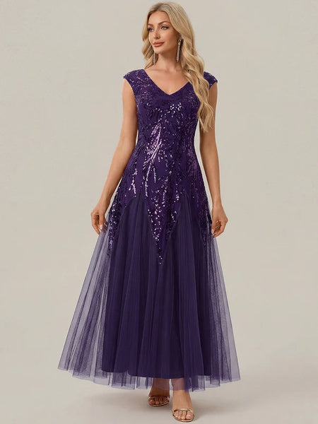 Vestido de Fiesta Talla L — Morado Oscuro — Entrega Inmediata