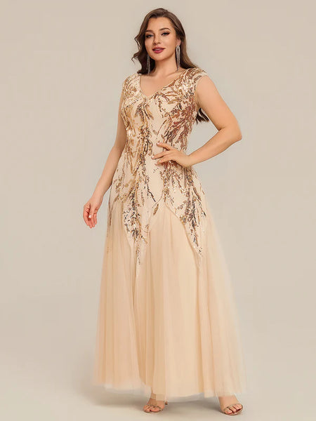 Vestido de Fiesta Talla XXXL 22 — Dorado  — Entrega Inmediata