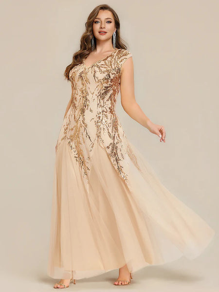 Vestido de Fiesta Talla XXXL 22 — Dorado  — Entrega Inmediata