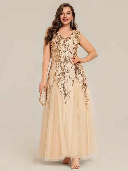 Vestido de Fiesta Talla XXXL 22 — Dorado  — Entrega Inmediata