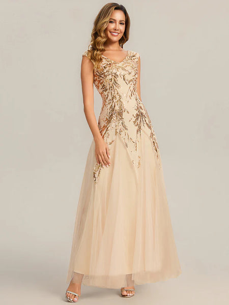 Vestido de Fiesta Talla XXXL 22 — Dorado  — Entrega Inmediata