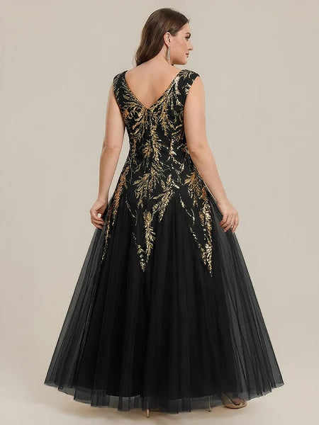 Vestido de Fiesta Talla M — Negro y Dorado — Entrega Inmediata