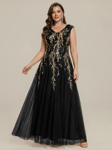 Vestido de Fiesta Talla M — Negro y Dorado — Entrega Inmediata
