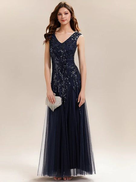 Vestido de Fiesta Talla L — Azul Marino — Entrega Inmediata