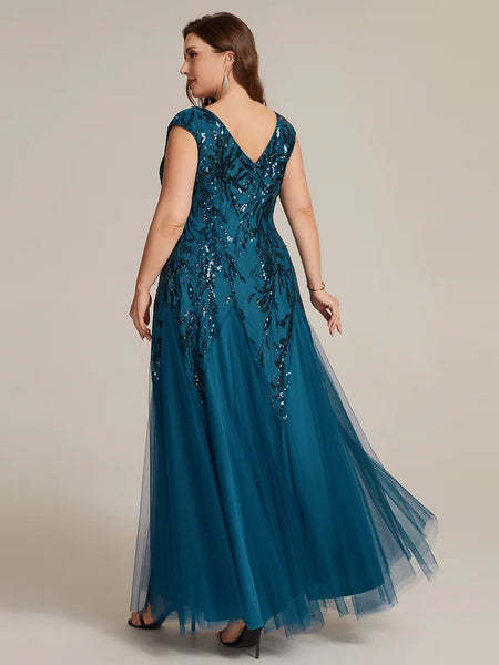 Vestido de Fiesta Talla XXXXL 26 — Verde Azulado  — Entrega Inmediata