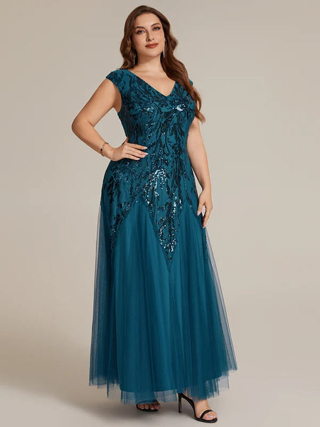 Vestido de Fiesta Talla XXXXL 26 — Verde Azulado  — Entrega Inmediata