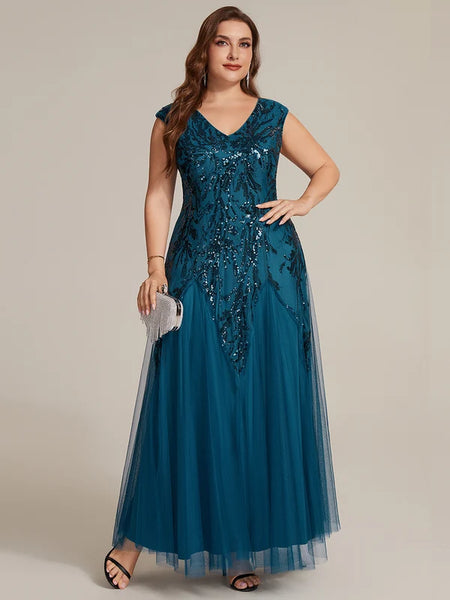Vestido de Fiesta Talla XXXXL 26 — Verde Azulado  — Entrega Inmediata