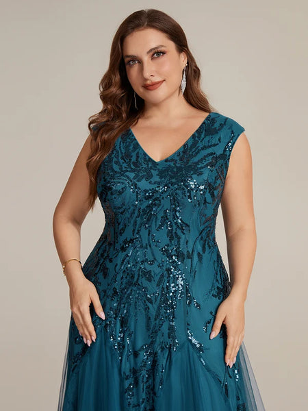 Vestido de Fiesta Talla XXXXL 26 — Verde Azulado  — Entrega Inmediata