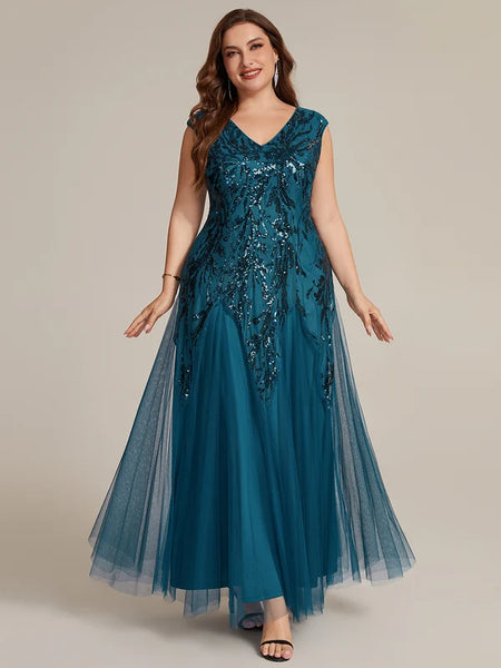 Vestido de Fiesta Talla XXXXL 26 — Verde Azulado  — Entrega Inmediata