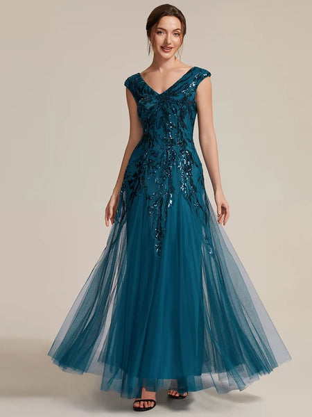Vestido de Fiesta Talla XXXXL 26 — Verde Azulado  — Entrega Inmediata