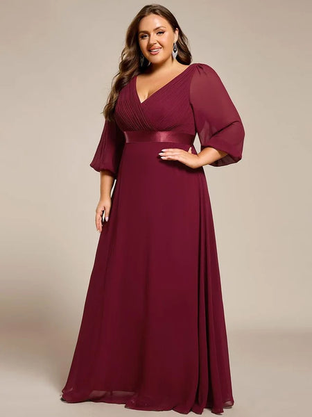 Vestido de Fiesta Talla XXXXL 24 — Borgoña — Entrega Inmediata