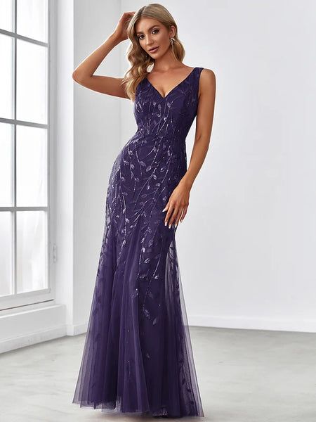 Vestido Largo de Fiesta Talla S — Morado Oscuro — Entrega Inmediata
