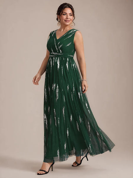 Vestido Largo de Fiesta  Talla XL —  Verde Oscuro con Detalles Plateados — Entrega Inmediata