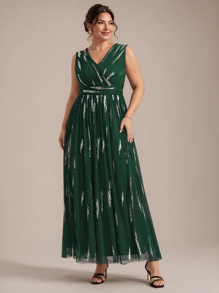 Vestido Largo de Fiesta  Talla XL —  Verde Oscuro con Detalles Plateados — Entrega Inmediata