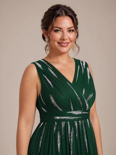 Vestido Largo de Fiesta  Talla XL —  Verde Oscuro con Detalles Plateados — Entrega Inmediata