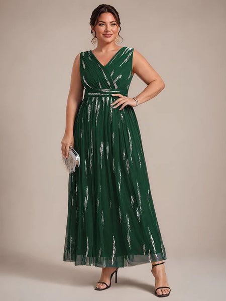 Vestido Largo de Fiesta  Talla XL —  Verde Oscuro con Detalles Plateados — Entrega Inmediata